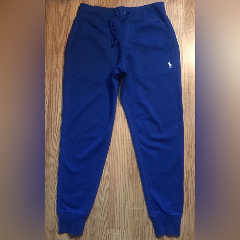 Polo Ralph Lauren Blue Tapered Leg Sweatpants Mens S Drawstring Waist Pockets
